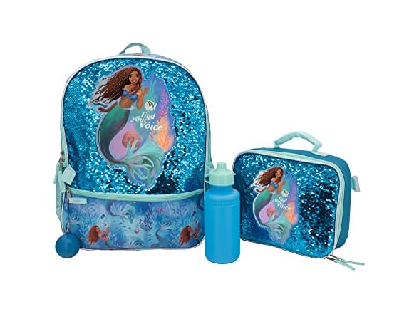 (4 Piece) 16" Disney Mermaid Backpack