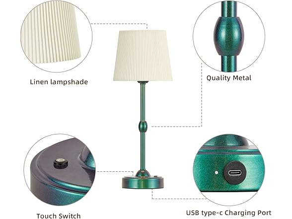RORIA Set of 2 LED Cordless Table Lamps