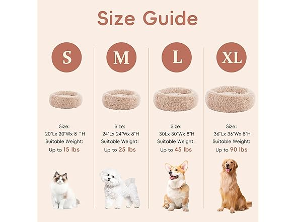 FluffyDream 20 inch Donut Dog Bed