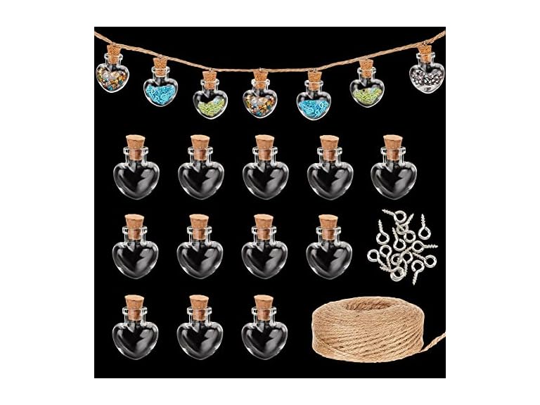 PH PandaHall Mini Heart Glass Jars 20pcs