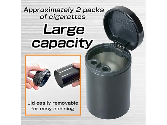 SEIWA Car Ashtray with Lid Black