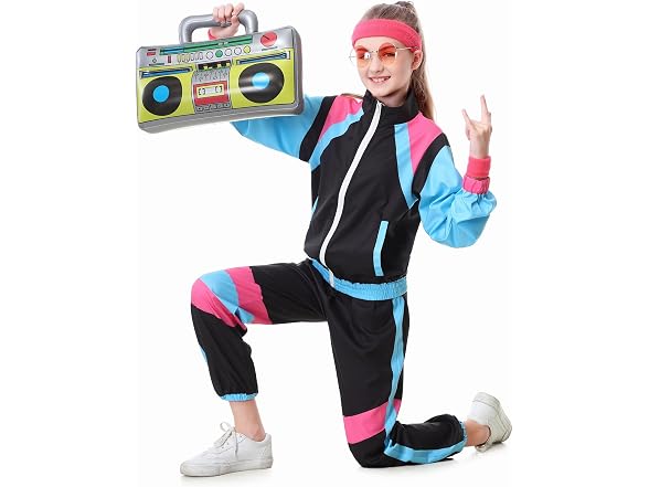 TIMSOPHIA Black 80S Tracksuit for Kids