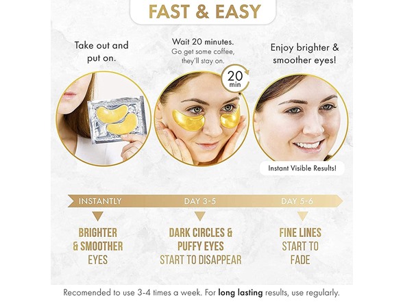 (2 Pack) DERMORA 24K Gold Eye Masks 20 Pairs