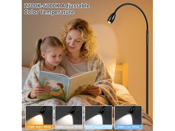 AUZONIMICS Reading Floor Lamp, 72" Black