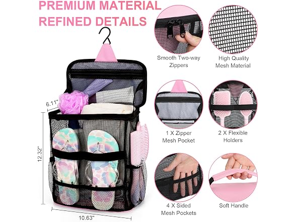 NOBLIGOAL Mesh Shower Caddy Bag Pink