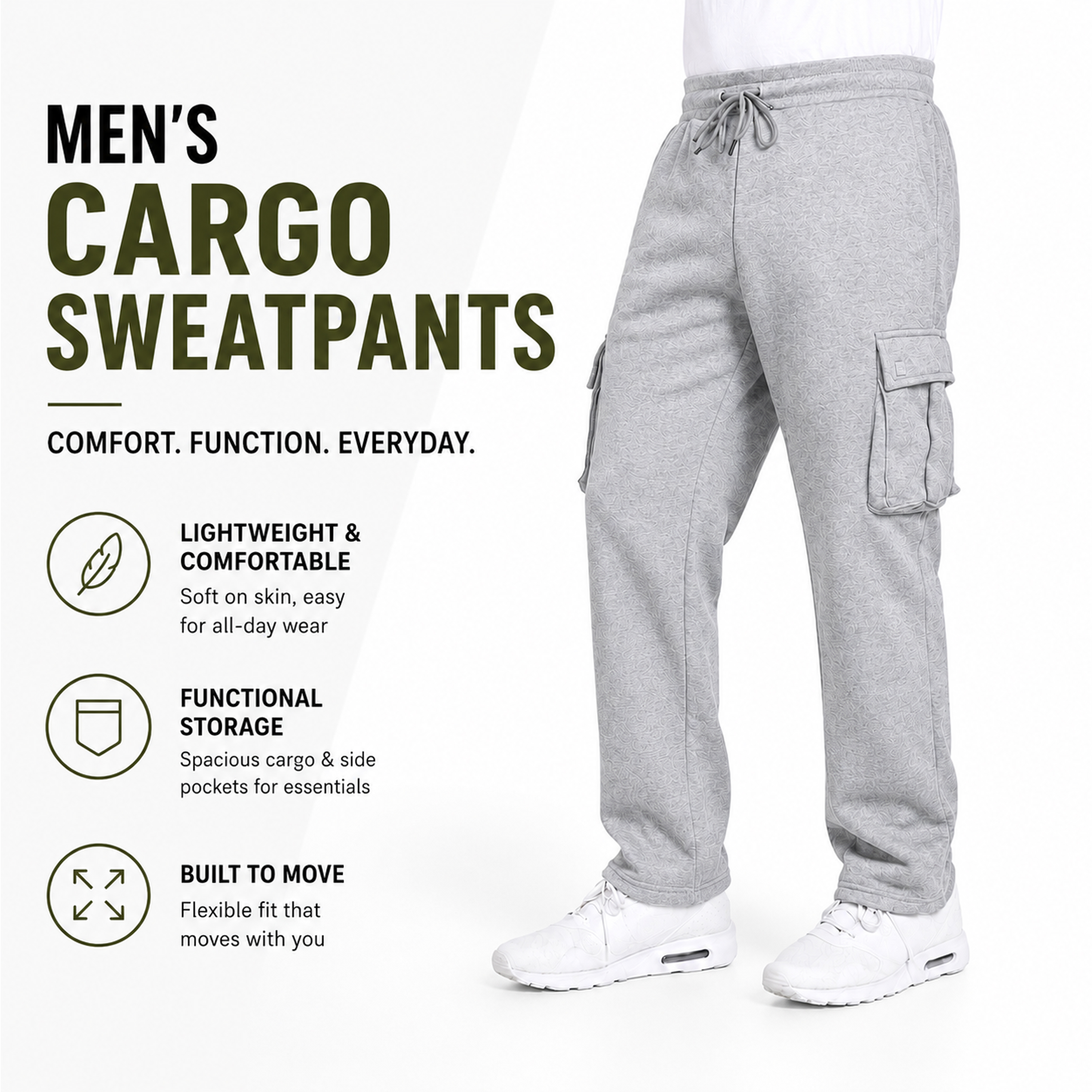 3Pk Mens Open Bottom Fleece Sweatpants - Gallery 24