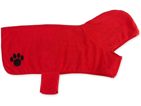 Bone Dry Pet Robe Collection Embroidered, Red, Large
