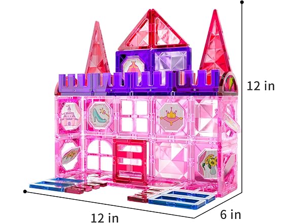 KukuFun 54 Piece Set Princess Castle Magnetic Tiles Set