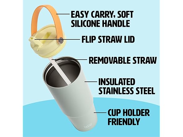 Tasty 30oz Insulated Travel Tumbler Aqua