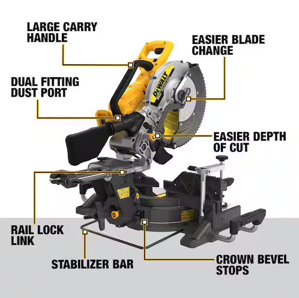DEWALT DCS781B 60V 12in Sliding Miter Saw - Gallery 4