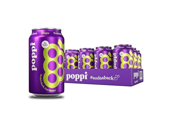 Poppi Grape Prebiotic Soda, 12pk