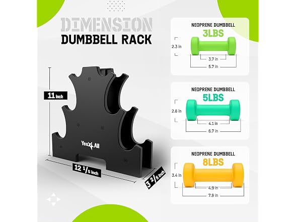 Yes4All Neoprene Dumbbell Set with Rack