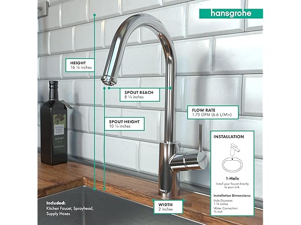 Hansgrohe 14872001 High Arc Kitchen Faucet Chrome