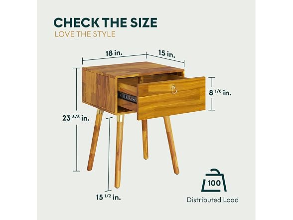 Bme Alden Nightstand 1-Drawer Caramel