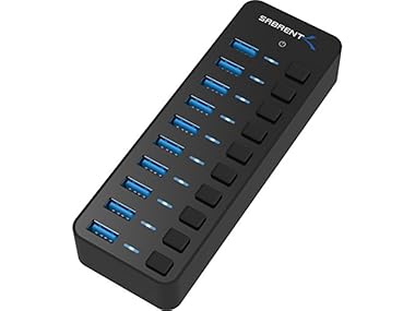 $28.49 SABRENT 10-Port USB 3.0 Hub 60W w/ Switches dealfomo