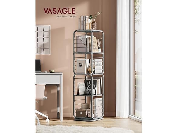 VASAGLE 4-Tier Rotating Bookshelf