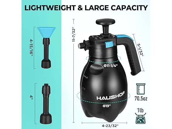 HAUSHOF Hand Pump Sprayer 1/2 Gallon Blue Green
