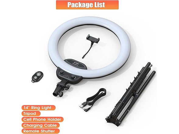 ALTSON 14in Selfie Ring Light w/ Tripod