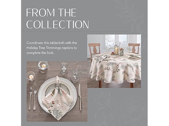 Elrene Home Fashions Holiday Tree Trimmings Tablecloth