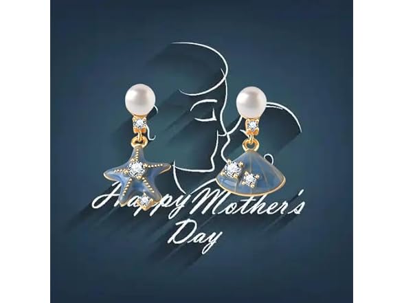 Asymmetric Starfish Shell Earrings Blue