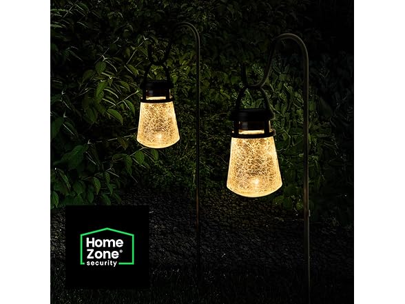 Home Zone 2Pk Crackle Glass Solar Lanterns