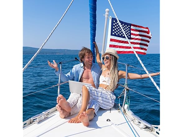 Boat Flag Pole 6FT w/US Flag White