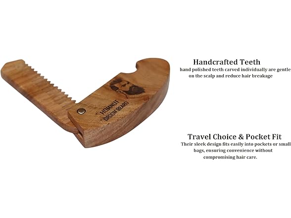 HOMNUT Sandalwood Hair Folding Comb