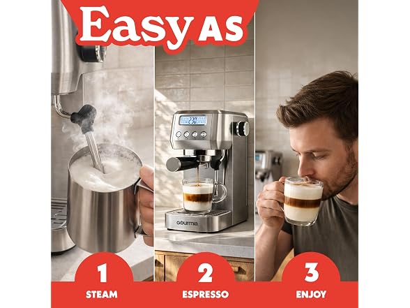 Gourmia Slim Espresso Machine with LCD Screen 