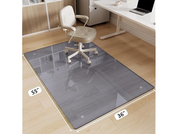 FlyEcho Grey Glass Chair Mat 36" x 55"