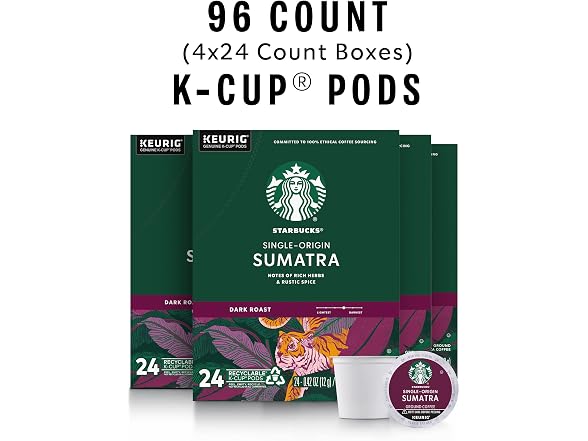 96ct Starbucks K-Cup Coffee Pods, Dark Roast