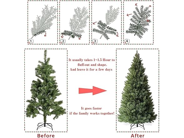 KISIQI 6 Ft Artificial Christmas Tree