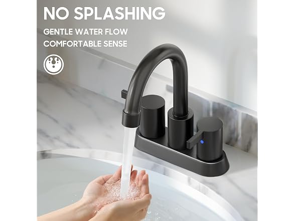 4 Inch 2 Handle Centerset Matte Black Faucet