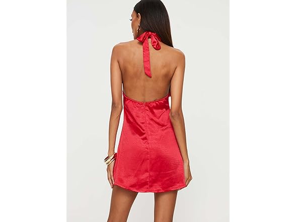 Princess Polly Lanier Satin Halter Plunging Mini Dress