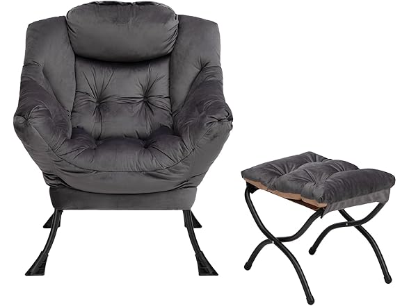 Lazy Chair with Foldable Ottoman