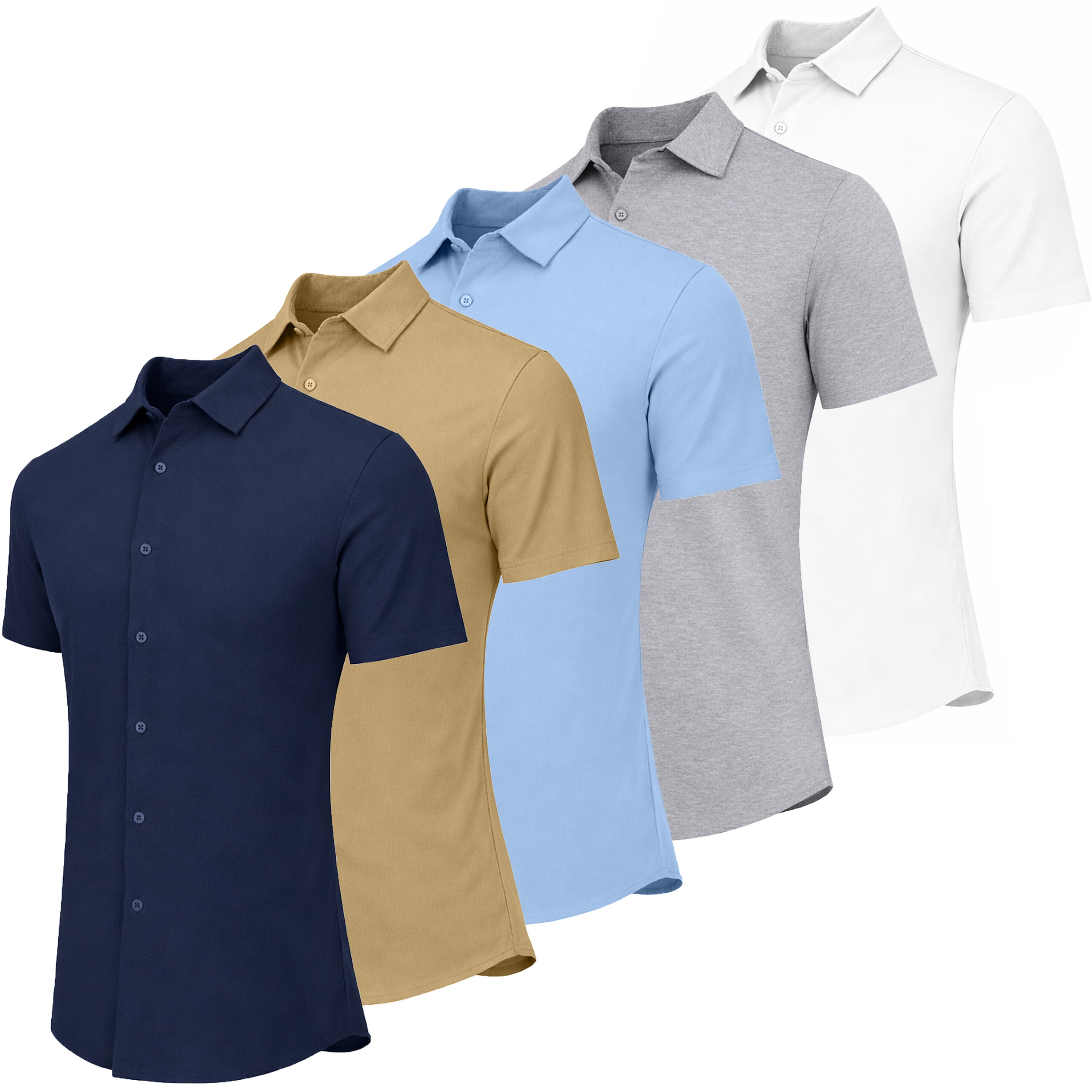 5Pk Mens S/S Knit Button Down Shirt - Gallery 12