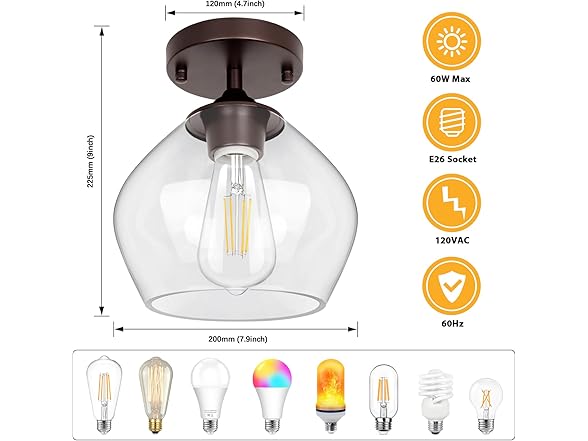 BesLowe Modern Semi Flush Mount Ceiling Light
