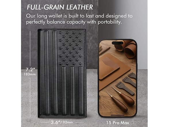 pefiam Long American Flag Wallet