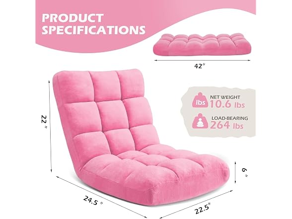 Folding Floor Gaming Chair, 14-Position - Gallery 5