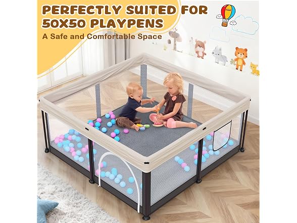 Yozoia Grey Baby Play Mat 50" x 50"