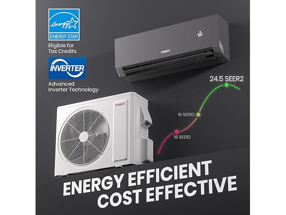 TOSOT Aoraki 12K BTU mini split AC, 230V Black