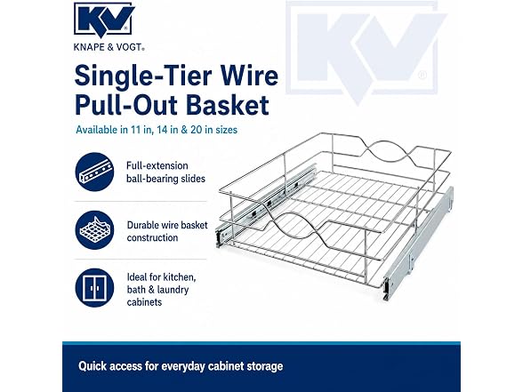 Knape & Vogt Single-Tier Wire Pull Out Storage Basket
