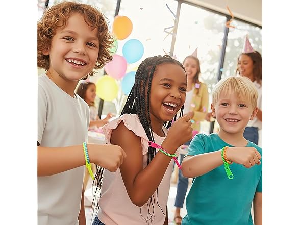 Fun Express Bright Two-Color Plastic Zipper Bracelet 12pc
