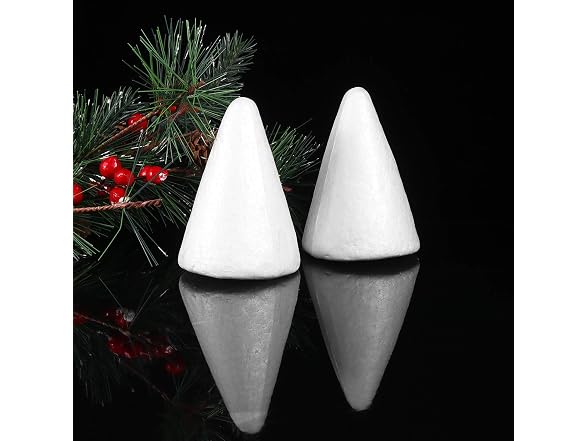12-Pc White Foam Cones for DIY Crafts