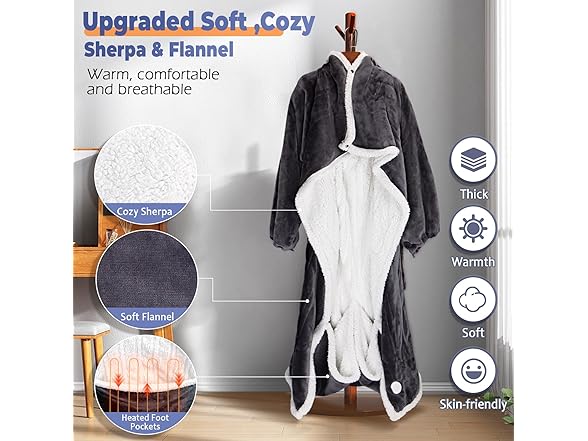 Electric Wearable Blanket with Sleeves