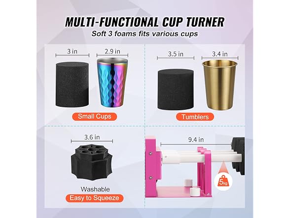 6 Cup Turner for Crafts Tumbler, Multiple