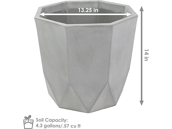 Sunnydaze Modern Faceted 14.75" Planter Set of 2