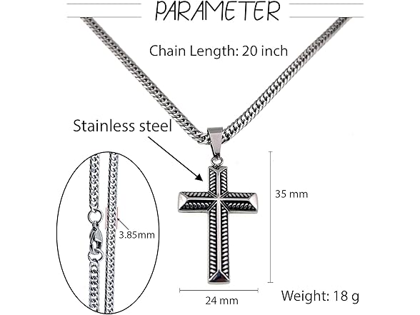 Phuc Minh Stylish Stainless Steel Men's Cross Necklace