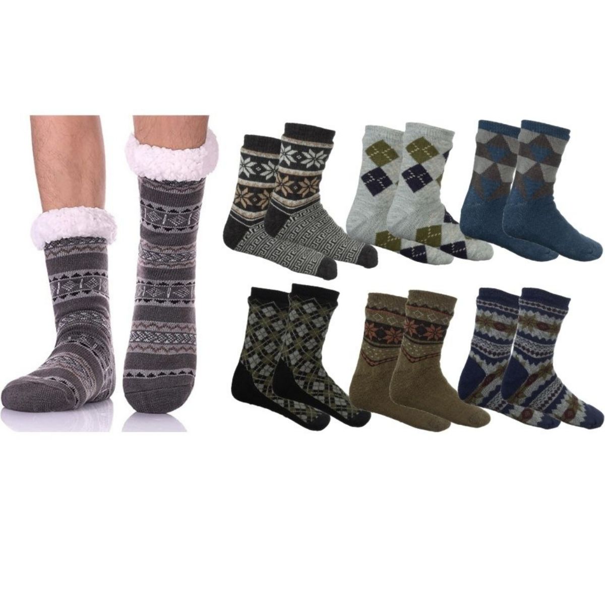 {3-Pairs} Men's Soft & Fluffy Sherpa Socks - Gallery 8