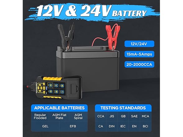 AUTOOL Car Battery Tester 12V 24V