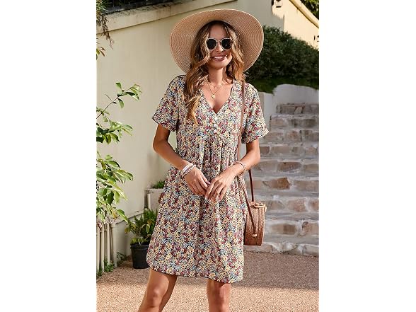 Prettygarden Women (M) Summer Short Sleeve V Dress